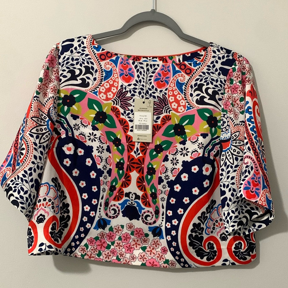 NWT Boden brand Mixed floral print crop blouse